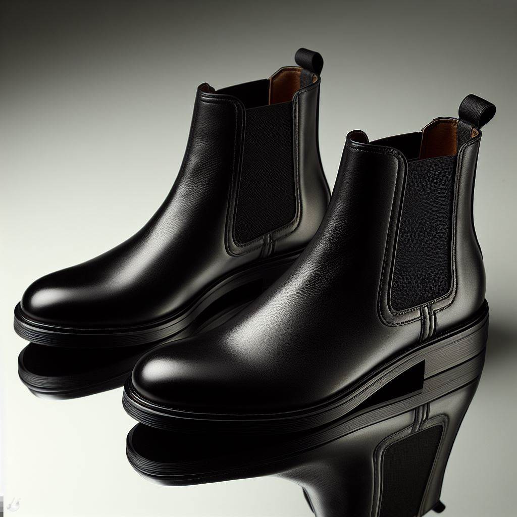 A black Chelsea boot. perfect for the fall, winter, and spring in Canada